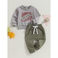 thumbnail image 3 of Bagilaanoe 2PCS Toddler Baby Boy Long Pants Set Letter Print Long Sleeve Sweatshirt Pullover Tops + Drawstring Sweatpants 6M 12M 18M 24M 3T Kids Casual Sweatsuits, 3 of 9