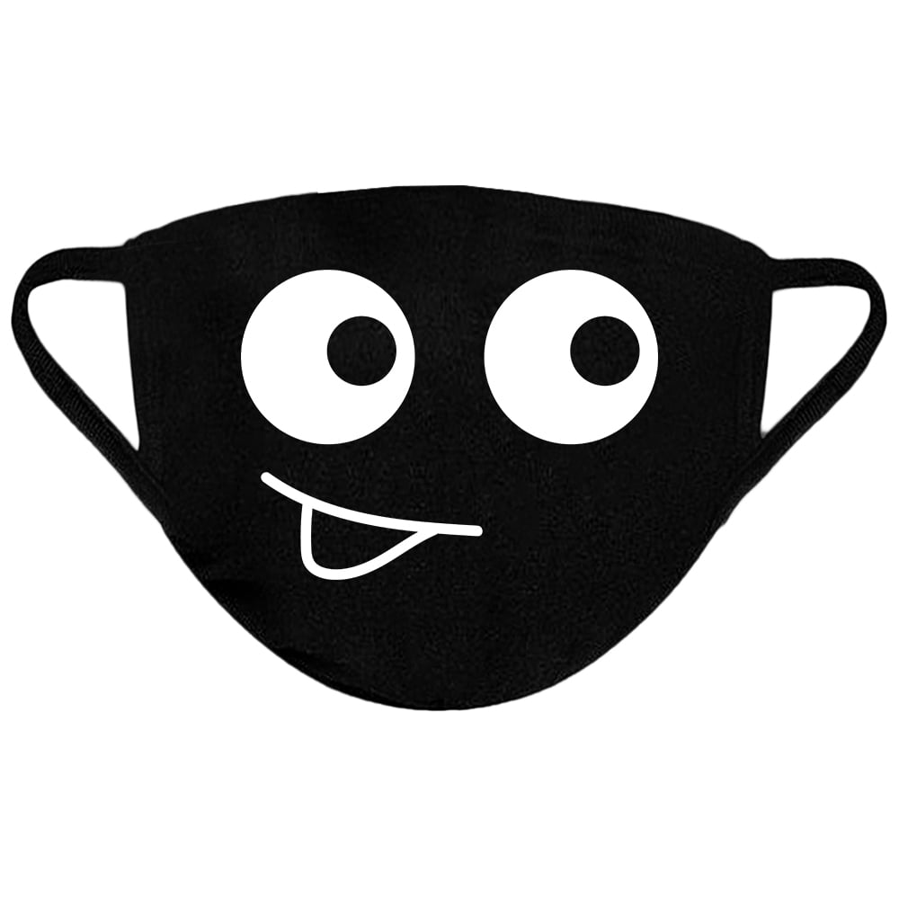Reusable Face Mask Washable Cloth Face Mask Fabric Face Mask Mouth Mask 3 Layered 100% Cotton funny Face Mask with Smile Eyes Design Facial Cover Protection Breathable Mask Cute