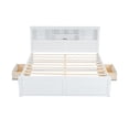 thumbnail image 4 of King Size Wood Platform Bed with Storage Headboard, USB Charging Station and Drawers - Modern Wood Bed Frame with Ample Storage for Master Bedroom, White, 4 of 15