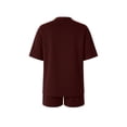 thumbnail image 6 of Womens Oversized Loungewear Two Piece Outfits Casual Lounge Shorts Sets Baggy Summer Short Sleeve Plain Matching Set Wine, XL, 6 of 7