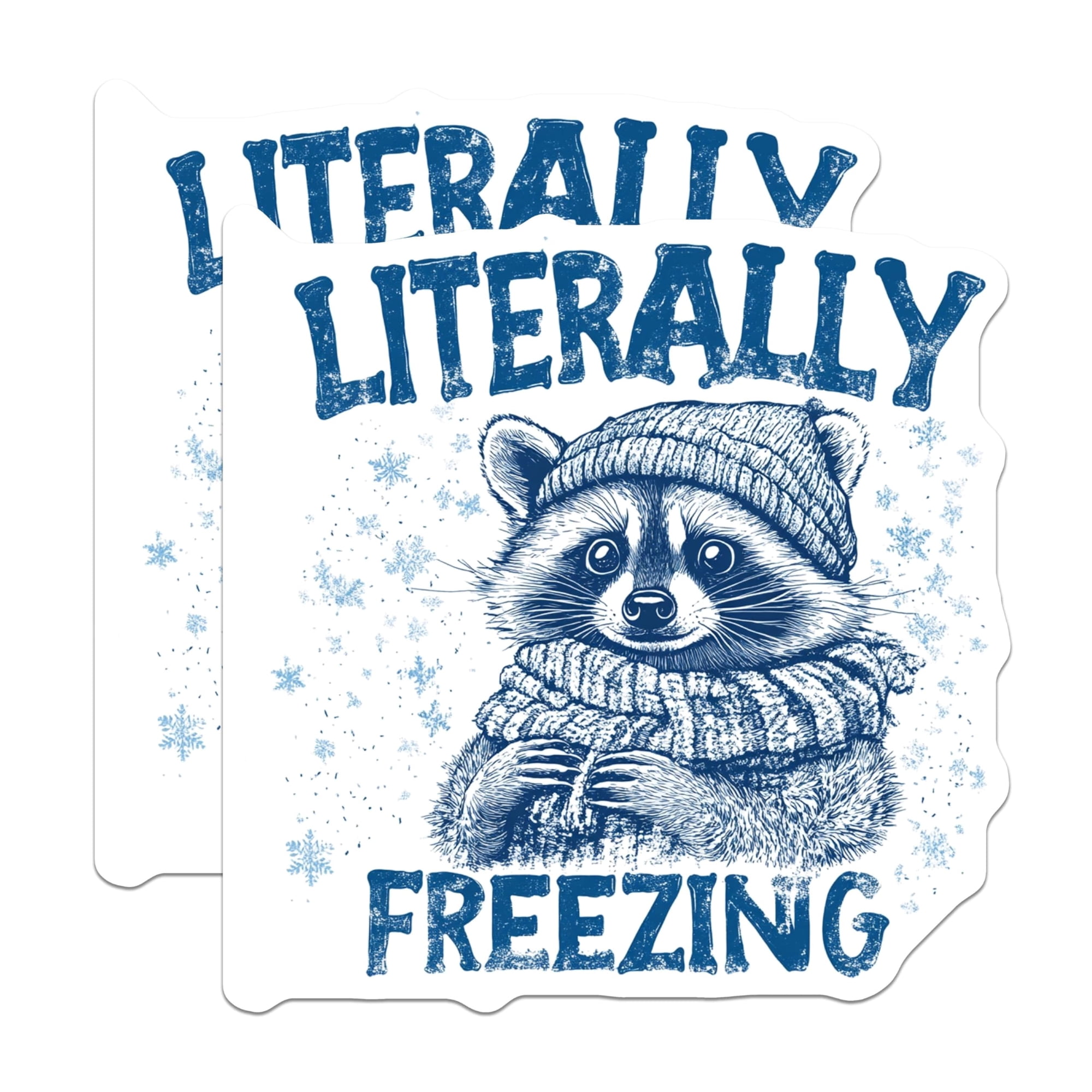 (2 Pack) Literally Freezing Magnets - Cute Raccoon Magnets - Winter Themed Fridge Magnets - 5" On Longest Side - for Cars, Refrigerators, Toolboxes, Lockers - Made in USA BMCS3056