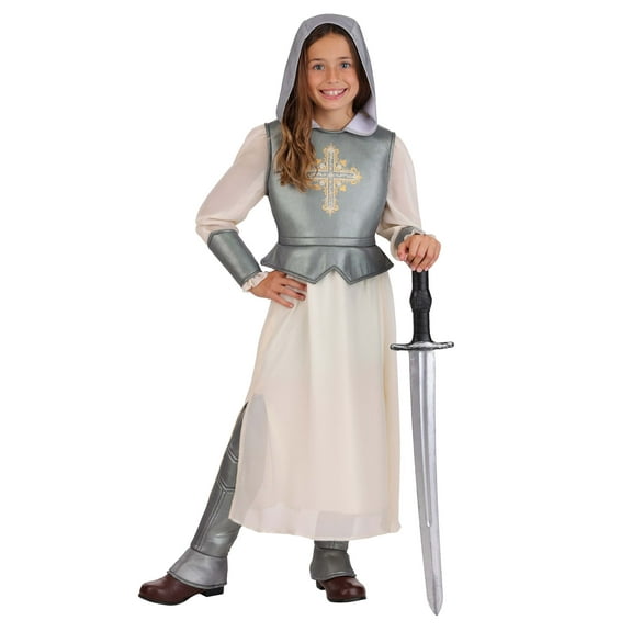 Girl's Shining Silver Joan of Arc Costume