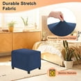 thumbnail image 2 of Uxcell 14" x 20" x 15" Stretch Rectangle Ottoman Cover Fabric Ottoman Slipcovers Footstool Protector for Living Room/Indoor [Navy], 2 of 7