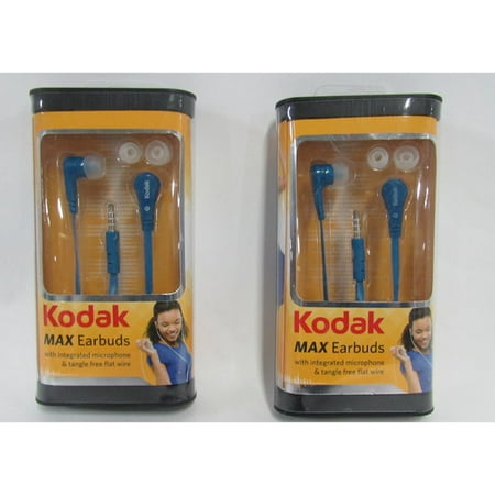 Kodak Max Earbuds Lot of 2, with Integrated Microphone & Tangle Free Flat (Best No Tangle Earbuds)