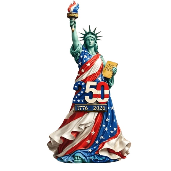 Statue of Liberty Ornament 250th Anniversary 1776-2026, 2D Acrylic Patriotic Figurine with Base, USA Independence Day Veterans Day Patriot Day Party Decor