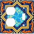 thumbnail image 4 of Metal Light Switch Plate Cover Blue Orange Mandala Star Tile Pattern TIL029, 4 of 13