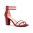 thumbnail image 1 of BLISSFUL STEP Sandales à Talon Épais à Bride Cheville Transparente pour Femmes Rouge 8,5, 1 of 7