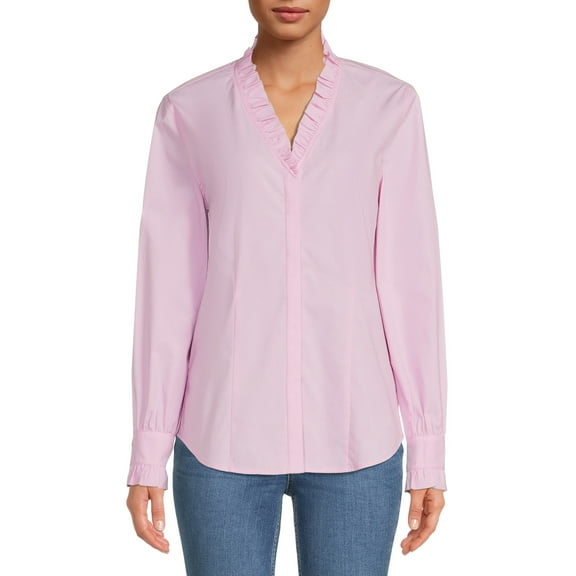 Blu White Blu Women's Ruffled Button-Front Shirt
