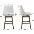 thumbnail image 3 of 27.5" Counter Height Bar Stool, Linen Fabric Mid Century Modern Swivel Barstool with Back & Wood Legs  Upholstered Counter Chair for Home Bar/Dining Room/Restaurant, Cream, 3 of 8