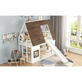 thumbnail image 6 of Wood Twin Size House Bunk Bed with Roof, Ladder and Slide, White&Brown 45AAK, 6 of 9