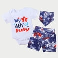 thumbnail image 2 of Mercatoo Baby Boys Independence Day Short Sleeve Letter Prints Romper Bodysuits Tops Shorts 3Pcs Toddler Clothes, 2 of 9