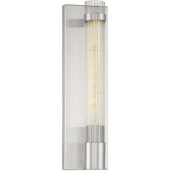 1 Light Industrial Metal Wall Sconce with Clear Glass-16 inches H By 4.5 inches W-Satin Nickel Finish Bailey Street Home 159-Bel-4487708