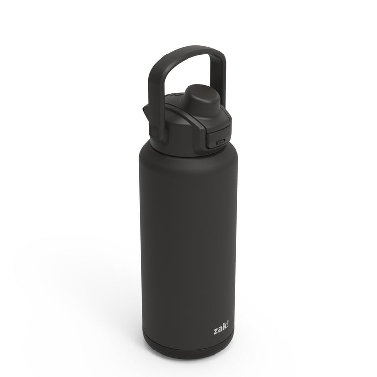 Zak Designs 32oz Stainless Steel Double Wall Liberty Straw Water Bottle (Black)