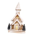 thumbnail image 1 of Iglesia de madera con nieve para Navidad y luz cálida para la decoración del hogar o el jardín, 1 of 9