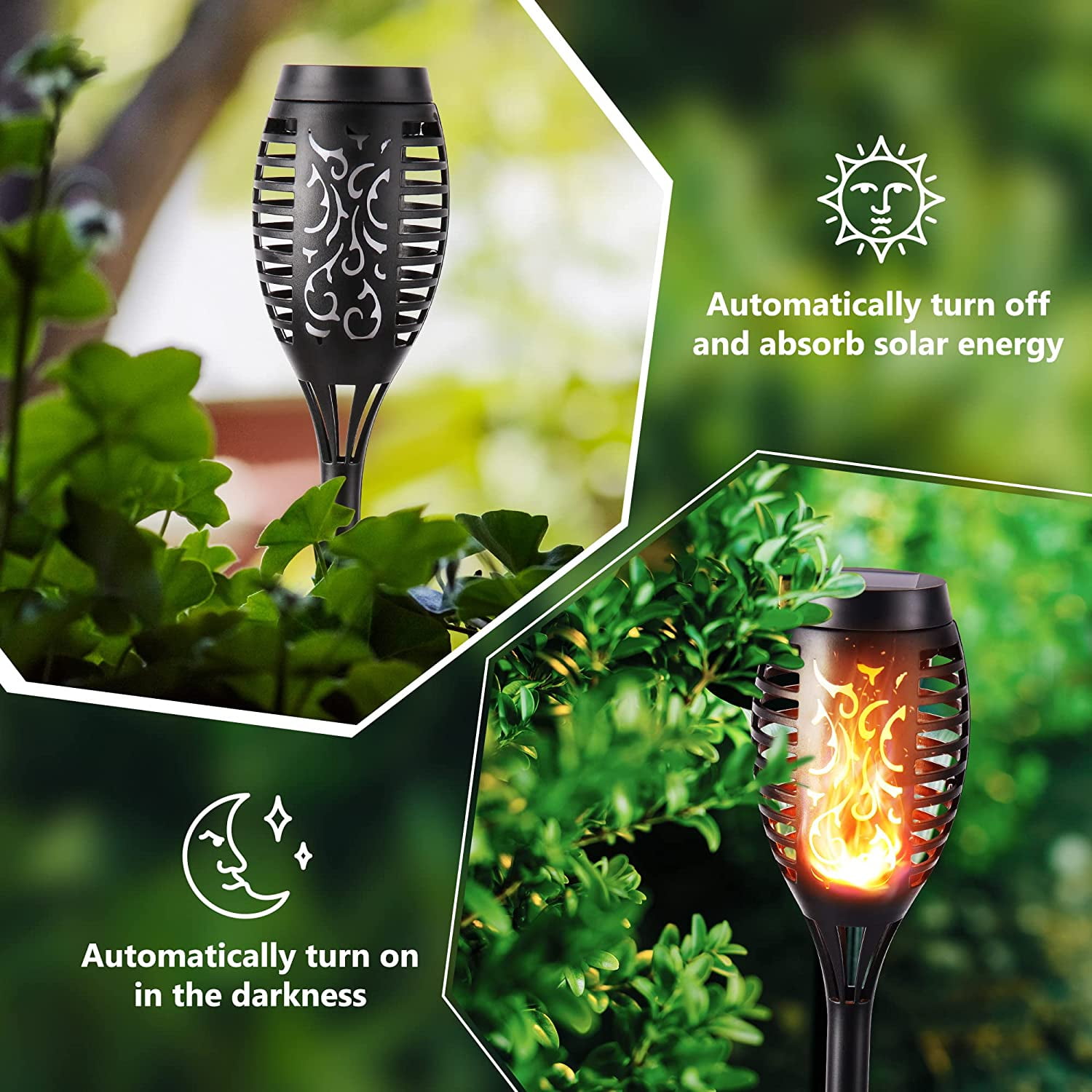 Toodour Outdoor Solar Lights, 12 Pack LED Solar Torch Lights with Flickering Flame, Waterproof Lighting Decoration for Patio Garden Yard Pathway Landscape