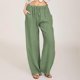 thumbnail image 1 of WILLBEST Pantalones Casuales de Mujer, Pantalones Anchos, Cintura Larga, Cordón Ajustable, Lino, Elásticos, Pierna Lisa, Cómodos para Uso Diario. XXXL, 1 of 7