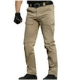 thumbnail image 1 of Tactical-Pants for Men with Pockets Stretchy Slim Straight Leg Cargo Pant Relaxed Elastic Waist Solid Color Breathable Hiking Work Trousers, 1 of 4