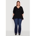 thumbnail image 3 of Womens Plus Size Crepe Knit Button Detail Dolman Sleeve Blouse, 3 of 5