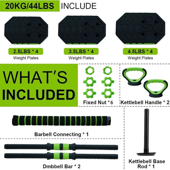 Adjustable  Set with Barbell Connector for Home Gym - 4-in-1 Multi-Functional Weight Training Equipment