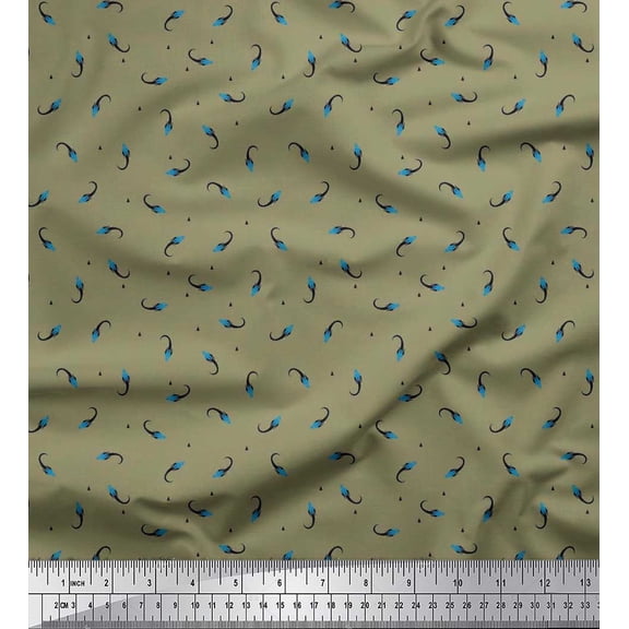 Soimoi Polyester Crepe Fabric Triangle & Rocket Cartoon Print Sewing Fabric Yard 42 Inch Wide