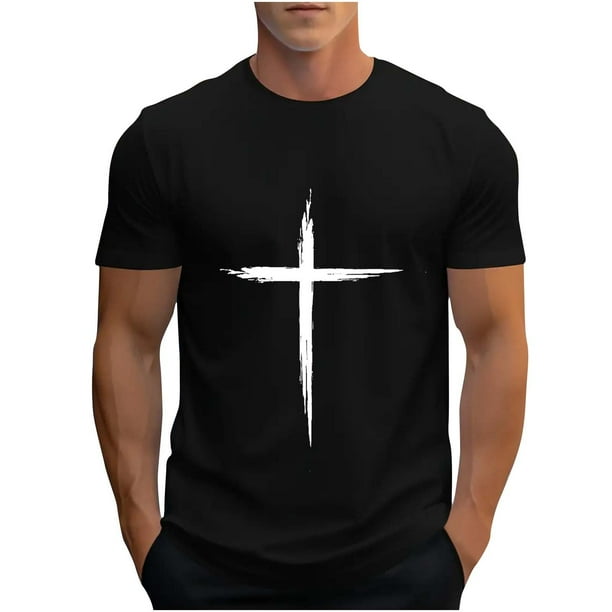 Camisetas de Manga Corta para Hombre Camiseta de Cuello Redondo Deportiva de Impresión Casual, Blusa de Mezcla de Poliéster de Algodón para Uso Al Aire Libre, Diario Y de Primavera de Verano
