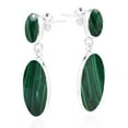thumbnail image 4 of AeraVida Classy Double Oval Green Malachite Inlay Sterling Silver Drop Post Evening Earrings for Women Anniversary Jewelry Gift, 4 of 5