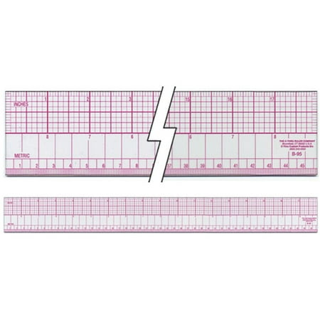 Inch & Metric Beveled Ruler 18"-