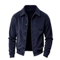 thumbnail image 3 of LODIENY Corduroy Button Down Cropped Shirt Jackets for Men with Pockets Long Sleeve Collared Vintage Trendy Overshirt Navy XXL, 3 of 8