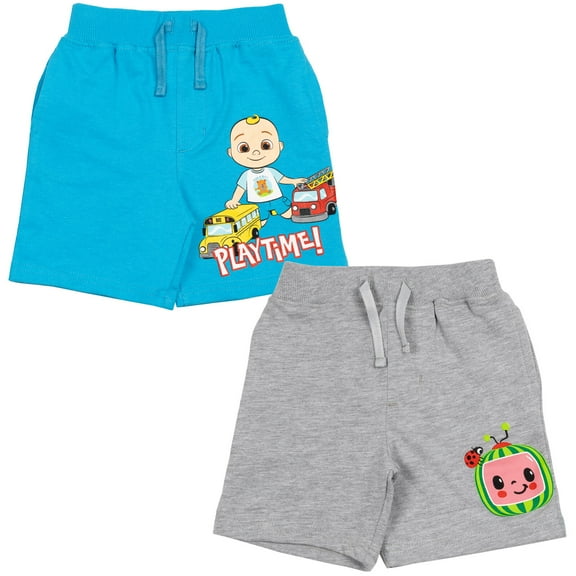 CoComelon JJ Infant Baby Boys French Terry 2 Pack Shorts Infant to Toddler