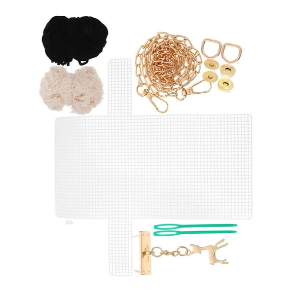 KALLORY 1Set DIY Purse Sewing Kit Black Woven Material with Deer Pendant for Handmade Bags