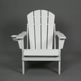 thumbnail image 2 of Outdoor Folding Adirondack Chair for Adults, HDPE All Weather Patio Chair with Cup Holder, Outdoor Deck Chairs with  Wood Texture, Weight Capacity 350 lbs, for Backyard, Garden, Deck, White, 2 of 9