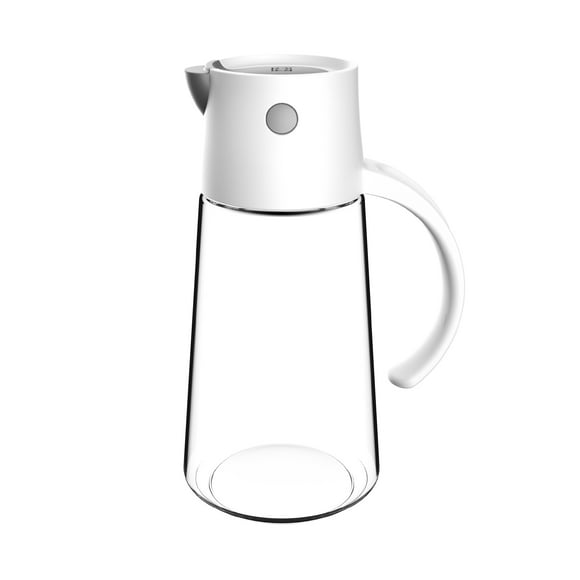 Botella de Vidrio Dispensadora de Aceite y Vinagre con Tapa de Plástico de Grado Alimenticio con Cierre Automático 550ml color Blanco