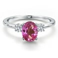thumbnail image 3 of Gem Stone King 14K White Gold Pink Mystic Topaz and White Lab Grown Diamond Engagement Ring for Women | 1.50 Cttw | Oval 8X6MM | Gemstone November Birthstone | Size 9, 3 of 6