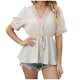 thumbnail image 2 of Fiudx Liquidación de Ofertas Flash Blusa Holgada de Manga Corta con Cuello En V a La Moda para Mujer, 2 of 5