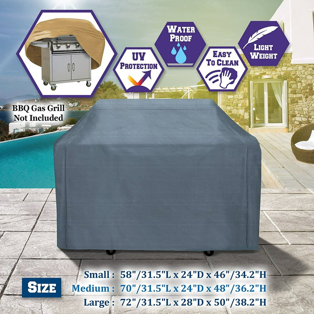 Sunrise Outdoor Patio Gas Grill Cover, BBQ Grill Protector (Small, Grey)