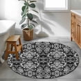 thumbnail image 3 of Round Rugs 4Ft, Black and White Round Area Rug Washable Indoor Throw Carpet, Modern Luxurious Geometric Abstract Art Soft Non Slip Circle Rug for Kitchen Nursery Room Home Decor Aesthetic, 3 of 8