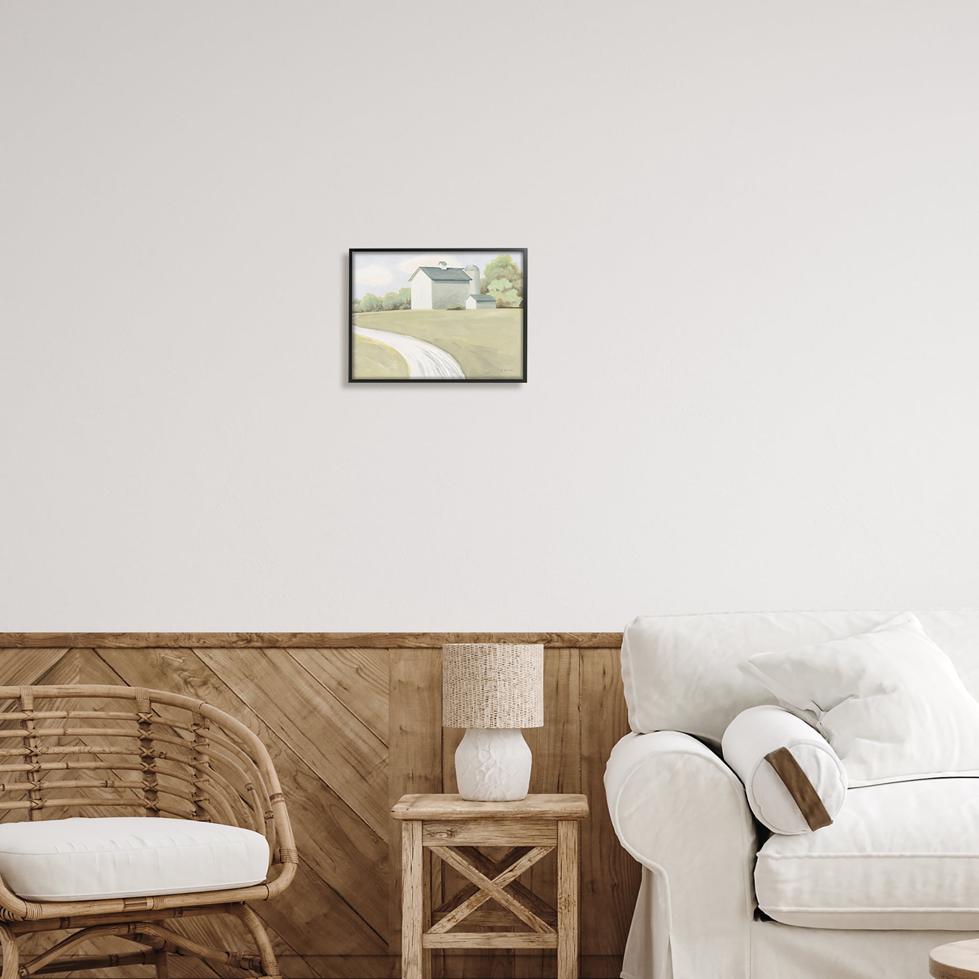 Stupell Industries Country Path to Barn Nature Painting Black Framed Art Print Wall Art, 14 x 11