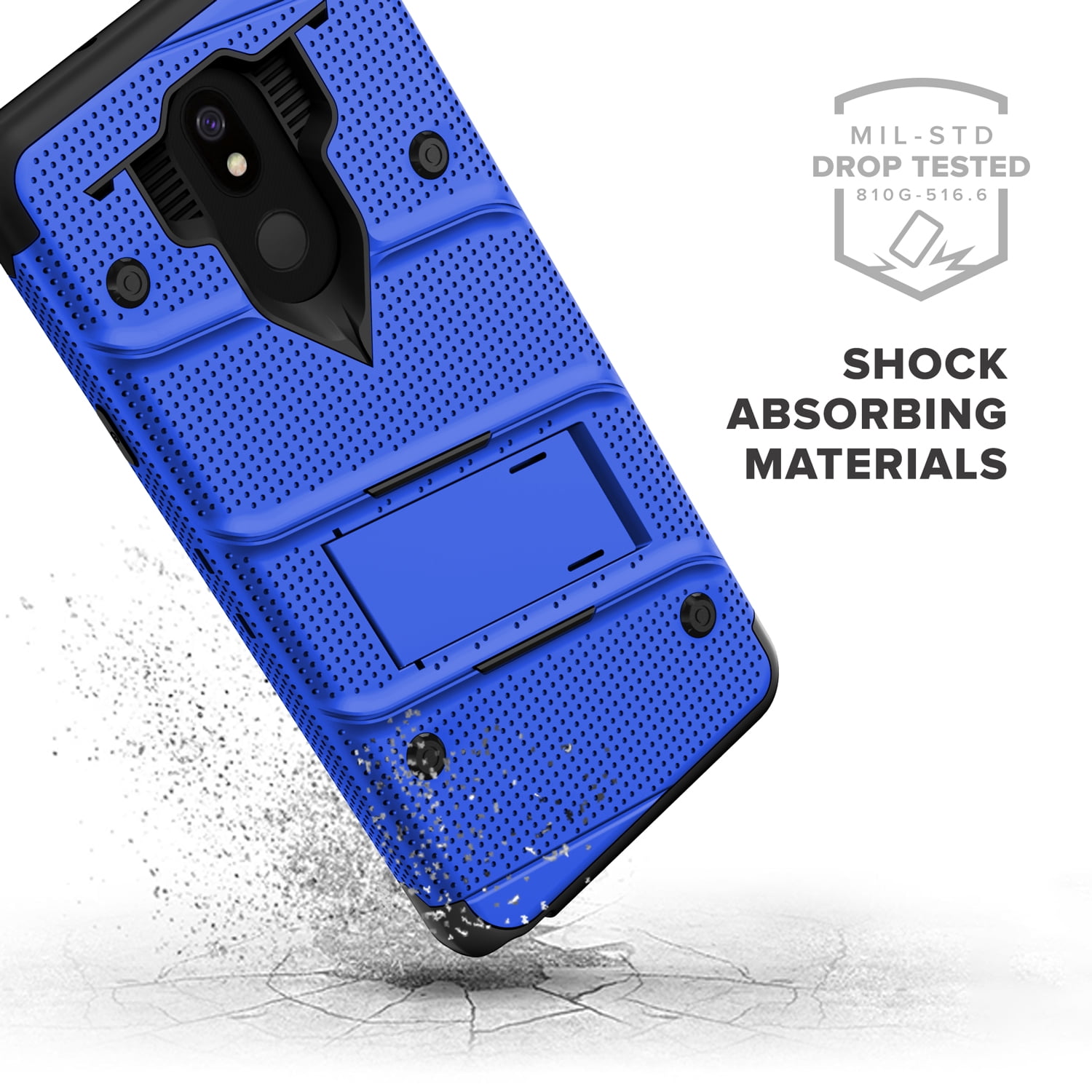 ZIZO BOLT Series for LG Stylo 5 Case Military Grade Drop Tested with Full Glass Screen Protector Holster and Kickstand Blue Black