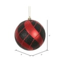 thumbnail image 2 of Vickerman 4.75" Red and Black Swirl Plaid Ball Ornament, with drilled and wired caps. Comes 4 per Box., 2 of 3
