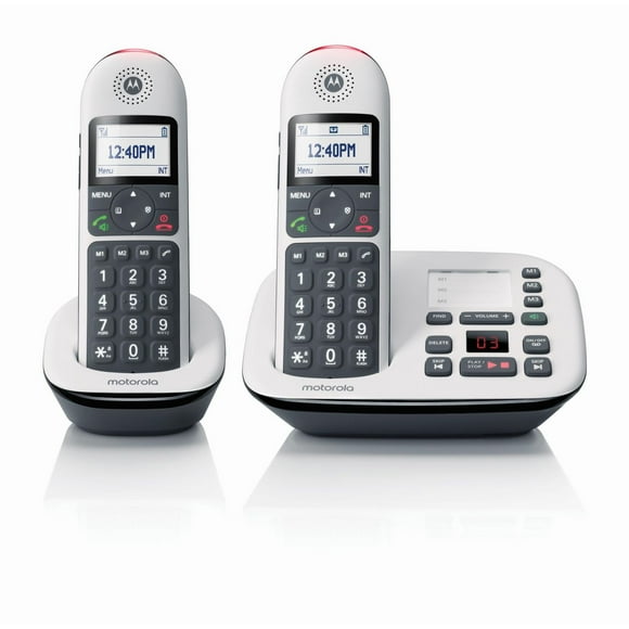 Motorola CD5 Series DECT 6.0 Digital Cordless Telephone with Answering Machine - Twin Pack - White<br>