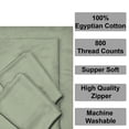 thumbnail image 7 of 4 Piece Zipper Sheet Set Includes (1 Zipper Fitted Sheet, 1 Flat Sheet And 2 Zipper PillowCase) with 8 Inch Deep Pocket 800 TC 100% Egyptian Cotton Solid Light Sage Color Cal King Size, 7 of 7