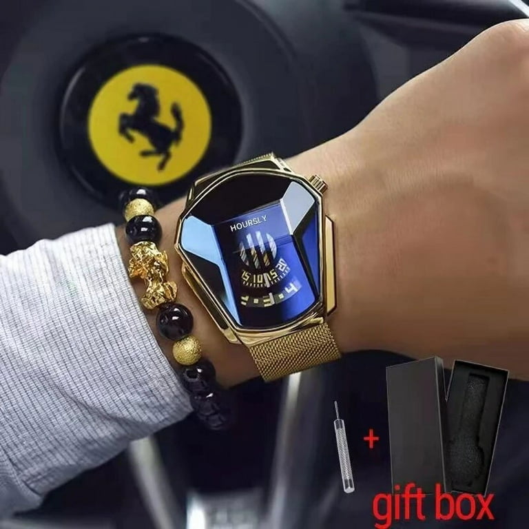 2024 Luxury HOURSLY Brand Trend Cool Men s Wrist Watch Stainless Steel Technology Fashion Quartz Watch For Men Relogio Masculino Black blue Walmart