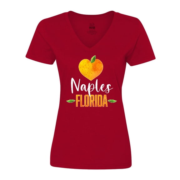 Inktastic Naples Florida Orange in Heart Women's V-Neck T-Shirt