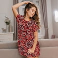 thumbnail image 2 of Ratiio Vintage Red Paisley Print Women's Short-sleeved Nightdress - Casual A-line Sleeveless Sleepwear Dress for Summer, Comfortable and Breathable, 2 of 8