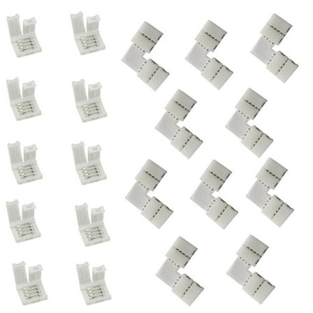 TAILTOSS Solderless Led Strip Connector 20Pcs for Led Light Bar L Shape Straight Copper Nylon