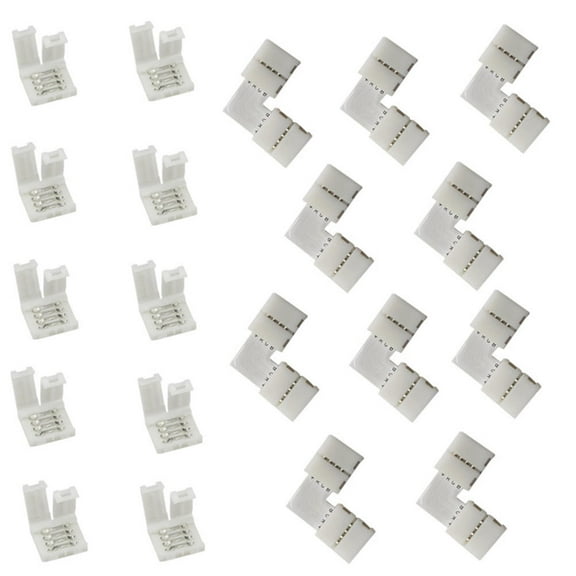 TAILTOSS Solderless Led Strip Connector 20Pcs for Led Light Bar L Shape Straight Copper Nylon