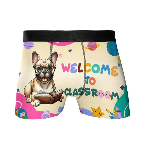 Welcome to French Bulldog Classroom Teacher Dog Mom All Over Print Boxer Briefs Underwear for Men Dad Dog Lover Gifts - 02015