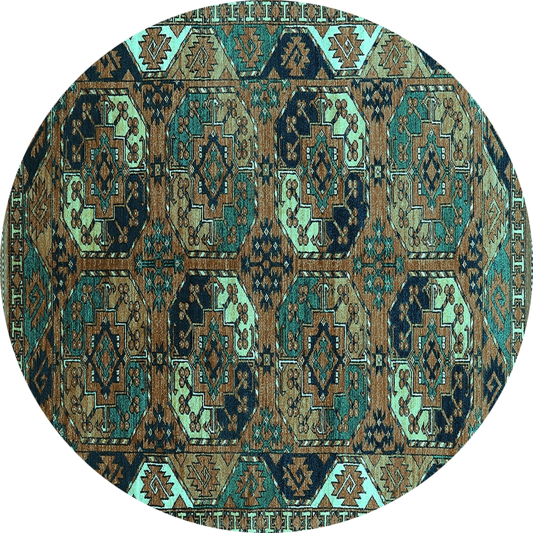 Ahgly Company Indoor Round Oriental Turquoise Blue Industrial Area Rugs ...