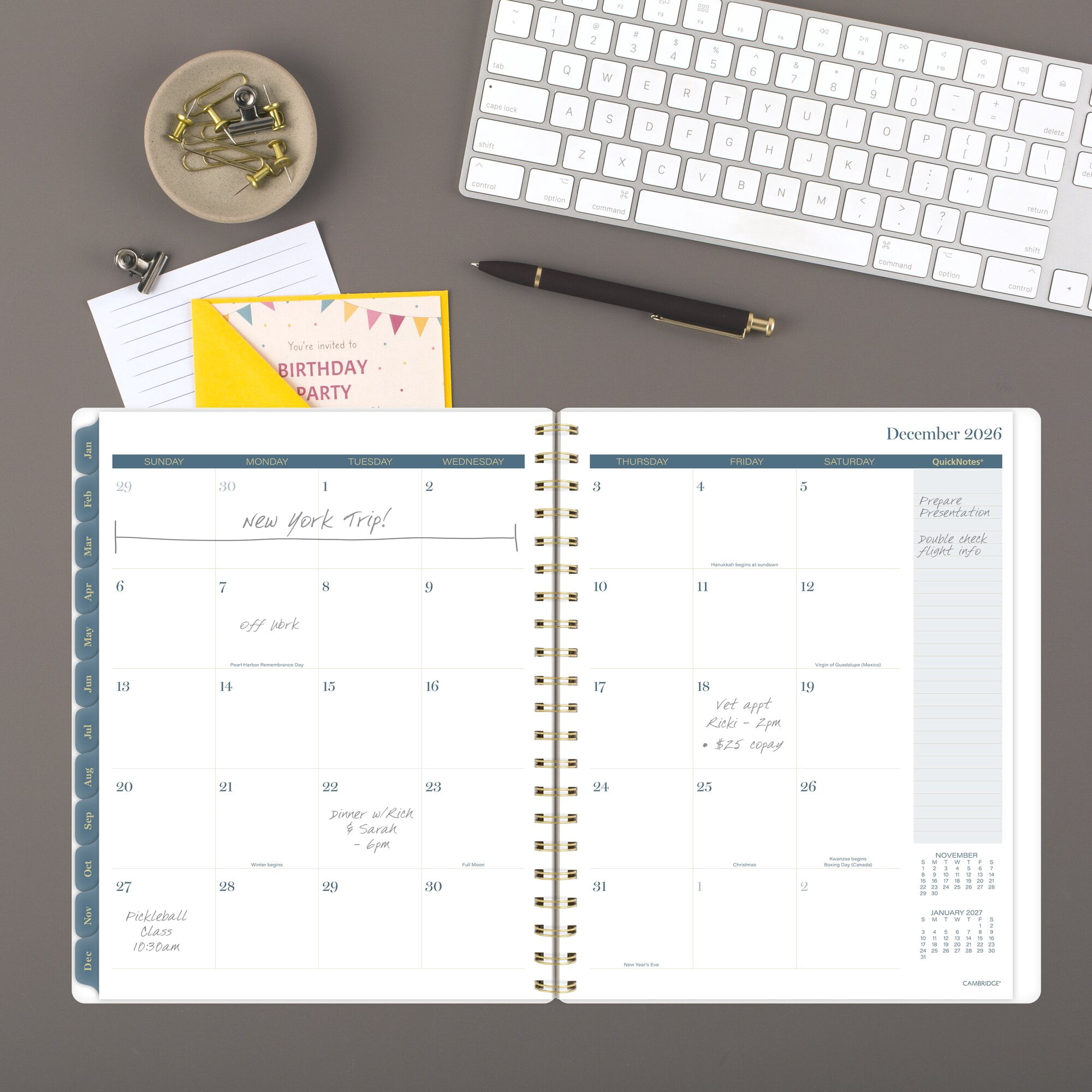Cambridge Midnight Garden 2026 Weekly Monthly Planner Large 8 12 x 11 - Planners