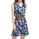 thumbnail image 2 of Día de San Patricio Vestido Sin Mangas Con Cinturón Estampado Por Encima De La Rodilla Con Media Tapeta Para Mujer Azul oscuro, Floral S, 2 of 7